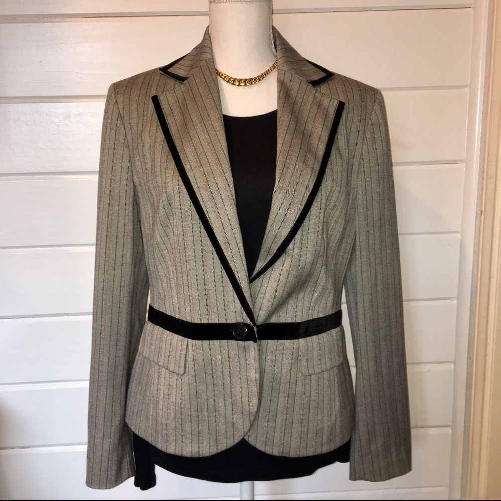 Gray & Black Pink Pinstripe Blazer Jacket Career
